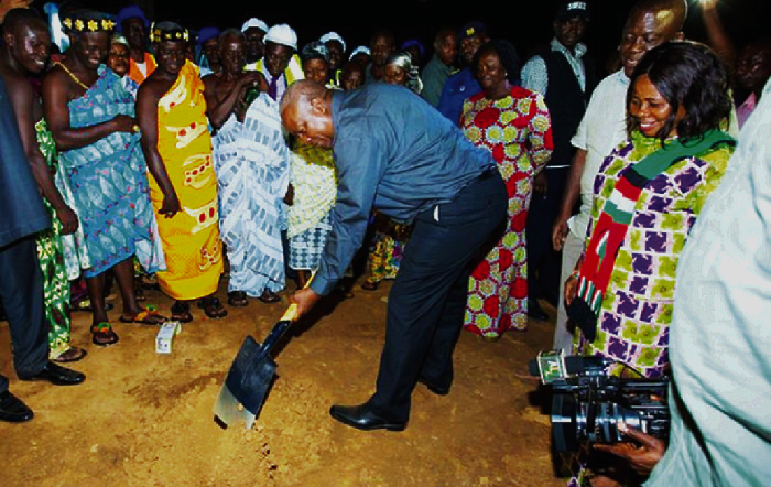 President cuts sod for New Edubiase stadium